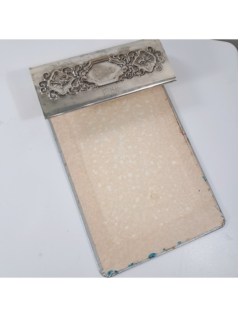 Vintage Gorham Silverplate EP YC53 Memo Notepad paper Holder personalized READ